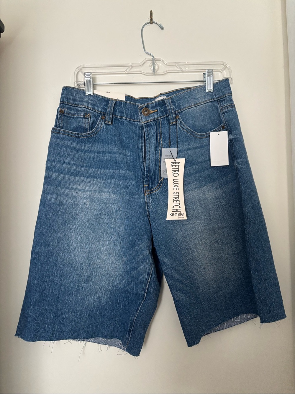 Kensie Retro Luxe Stretch Denim Bermuda Shorts - Blue